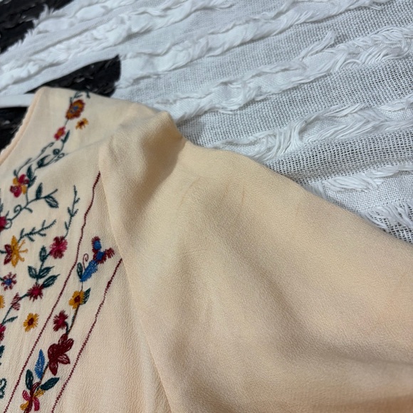 Umgee Embroidered Boho Peasant Top Ivory Womens Long Sleeves Sz L Cottagecore - Picture 10 of 13